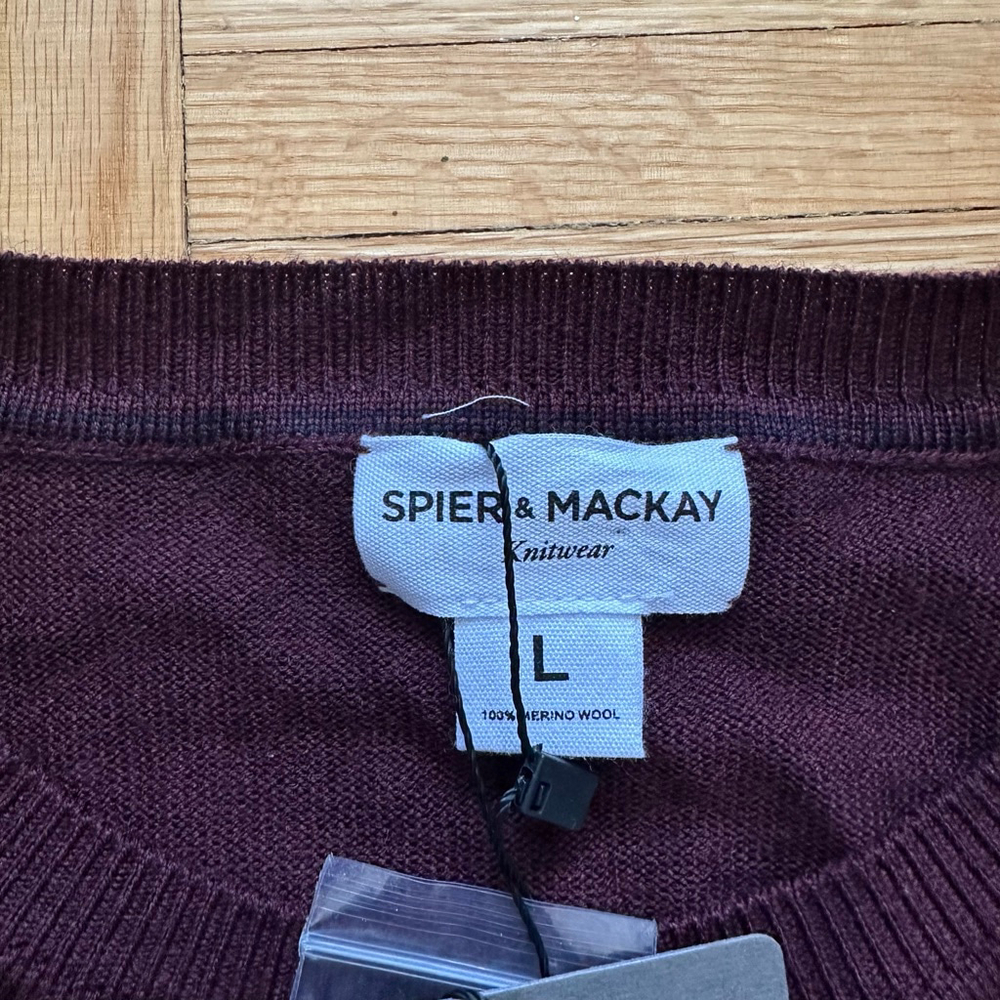 Spier & Mackay Merino Wool Sweater Burgundy Size Large NWT - Picture 3 of 6